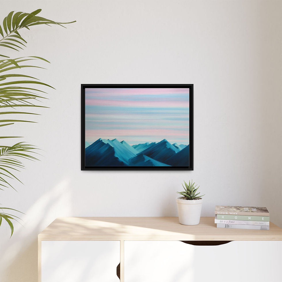 Thumbnail: Morning in the Mountains - Print on Canvas _Framed (3 colors) 