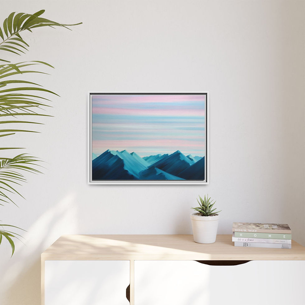 Thumbnail: Morning in the Mountains - Print on Canvas _Framed (3 colors) 