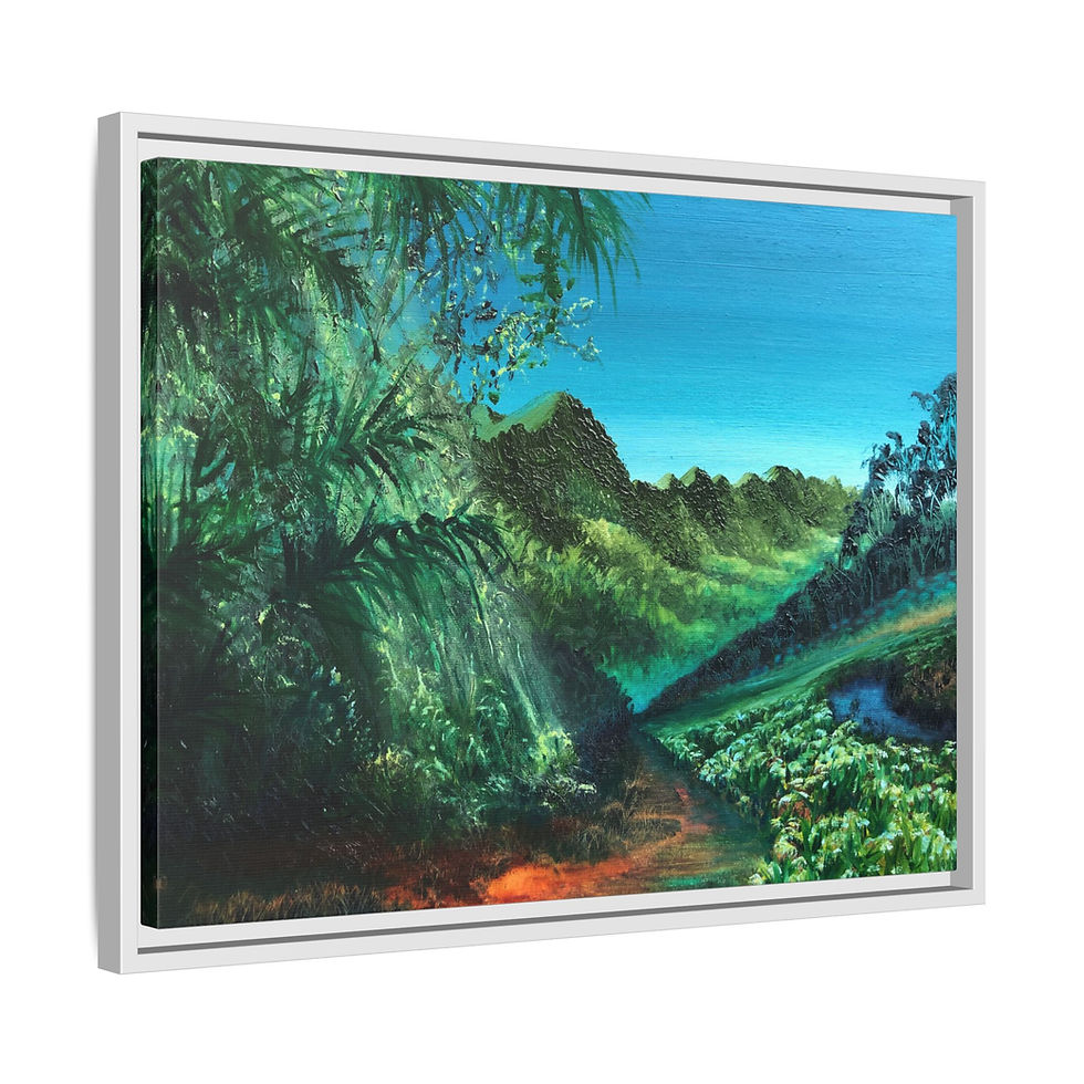Thumbnail: Jungle Valley Framed - Print on Canvas _(3 colors) 