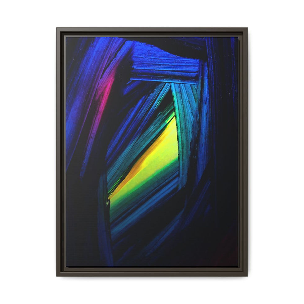 Thumbnail: Dark Blue Yellow Tunnel - Print on canvas - 46cm x 61cm - Framed (3 colors)