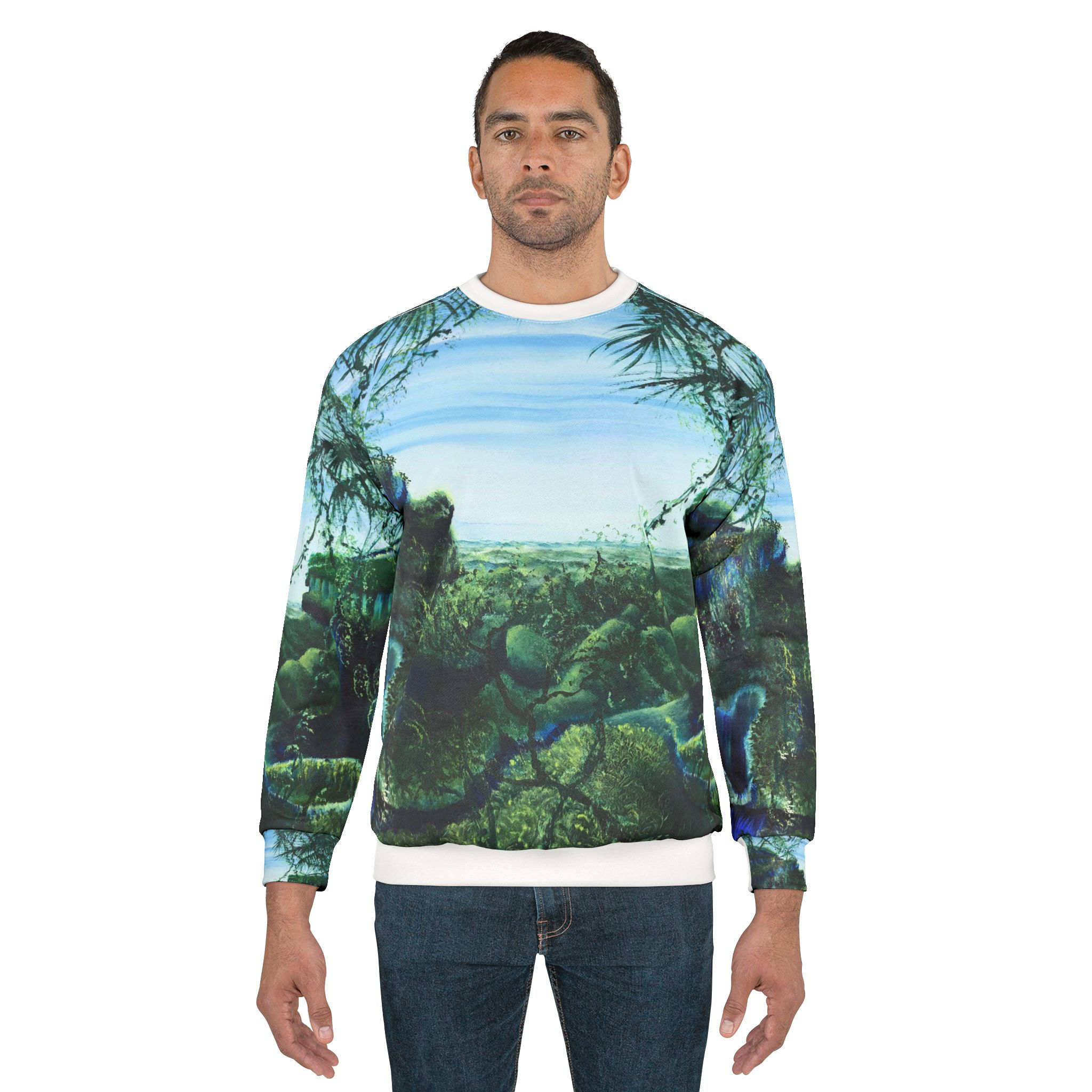 Nature-Inspired Unisex Sweatshirt - Eco-Friendly Forest Landscape Design