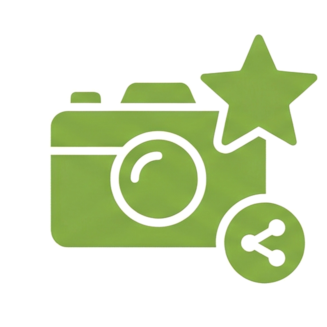 Camera icon with star representing social media appeal and shareable visual content
