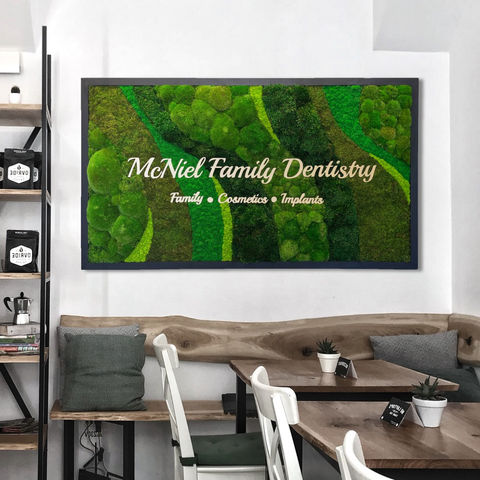Moss Logo, Mixed Moss Wall, EcoCanvas style Moss Sign for Healthcare space