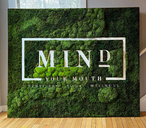 Moss Logo for Mind Your Mouth, Mixed Moss Wall Art, Organic style Moss Sign, One of the most popular moss deigns