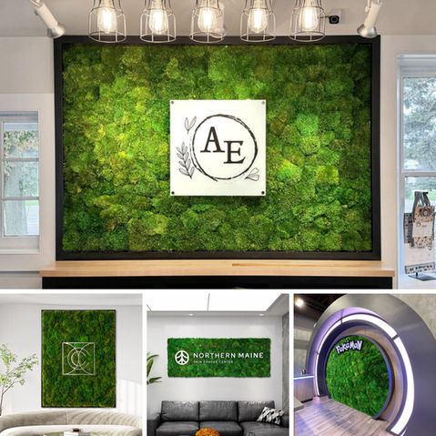 Gallery of Logo on Mood Moss Walls, making a luxuriant backdrop of preserved Mood Moss for any space