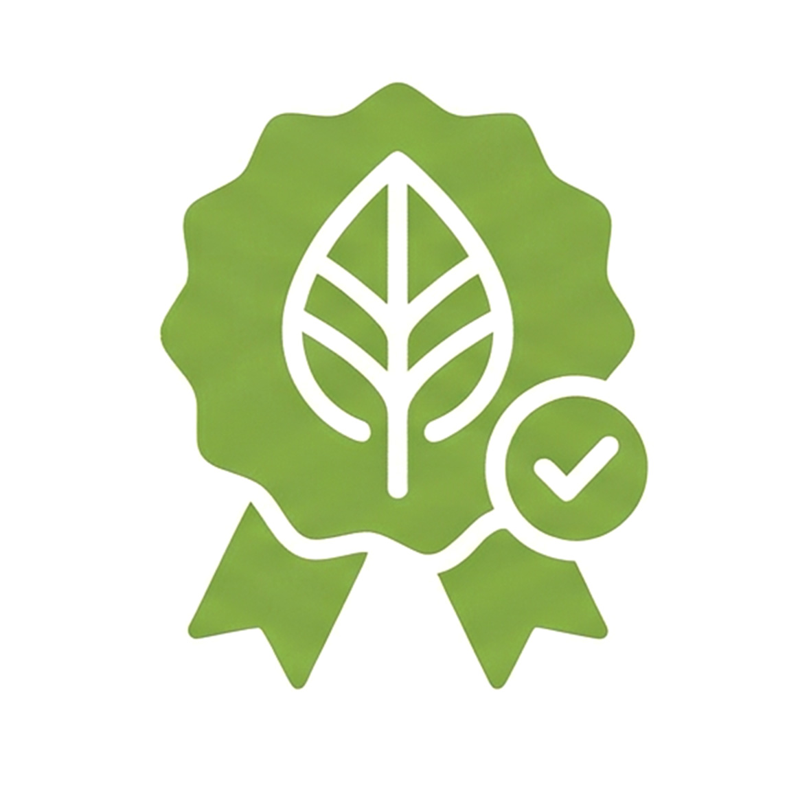 Certification badge with leaf symbol representing eco-friendly branding and brand differentiation