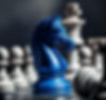 Outsiders Blue knight in front of white chess pieces