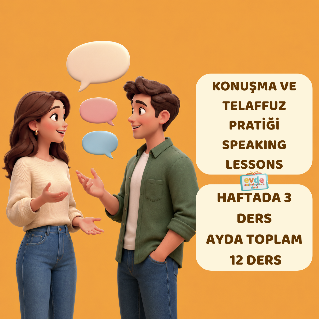 online İngilizce konuşma ve telaffuz pratiği 8 ders birebir Zoom speaking paketi