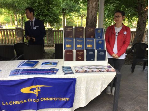 CAG members in Italy offering the movement’s literature.