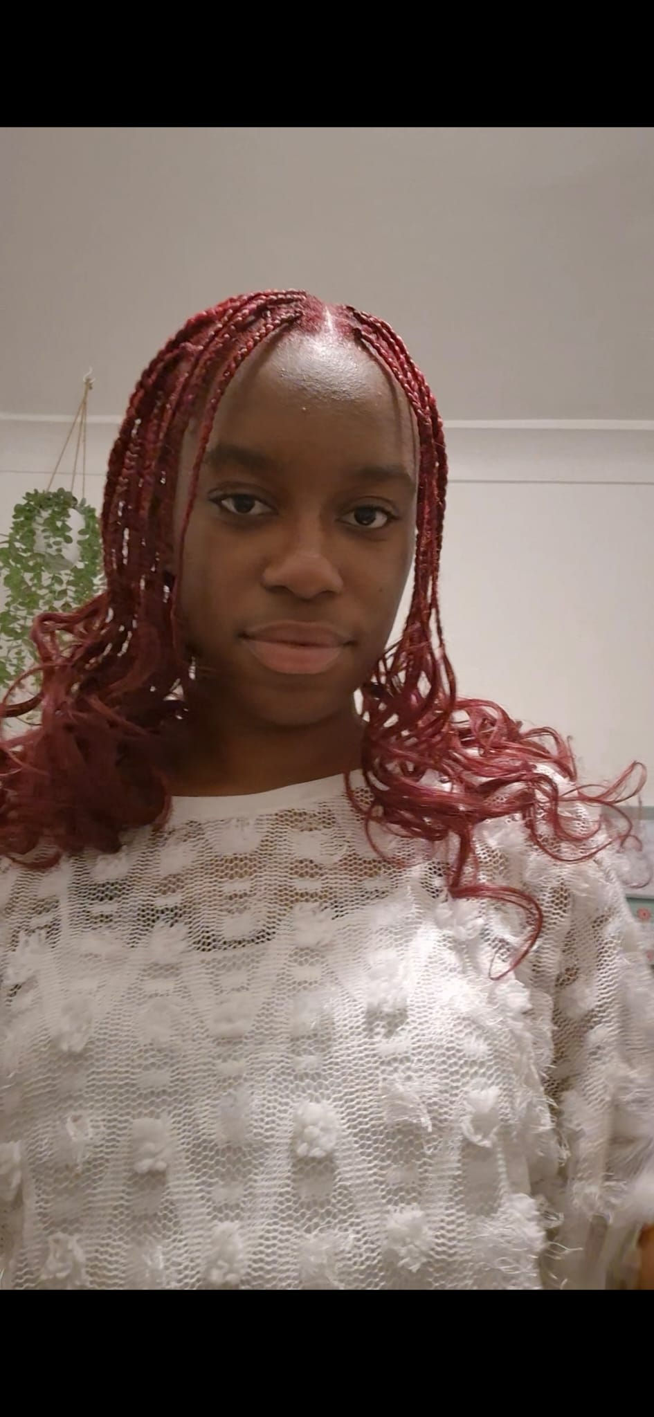 Shoulder length flip over braids