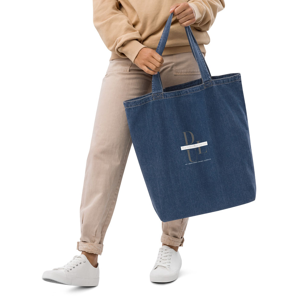 Thumbnail: Organic denim tote bag with Digital Urban Living logo