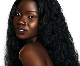 African young women portrait. Beautiful fashion model with wavy hair and natural make up