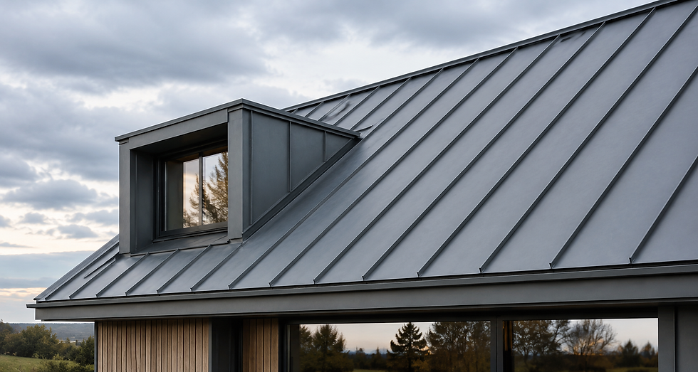 Zinc standing seam roof dormer on contemporary residential property in Ireland