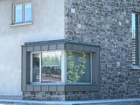 Zinc bay window cladding Tullyallen Louth RHEINZINK Sky Grey standing seam