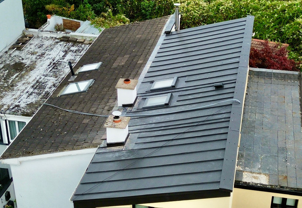 Rheinzink standing seam zinc flat roof in Glasnevin, Dublin installed by Alu Zinc Metal Roof Solutions