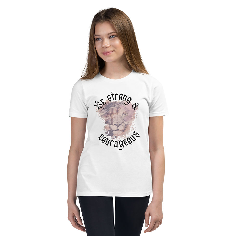 Youth Lion T-Shirt - White and Pink