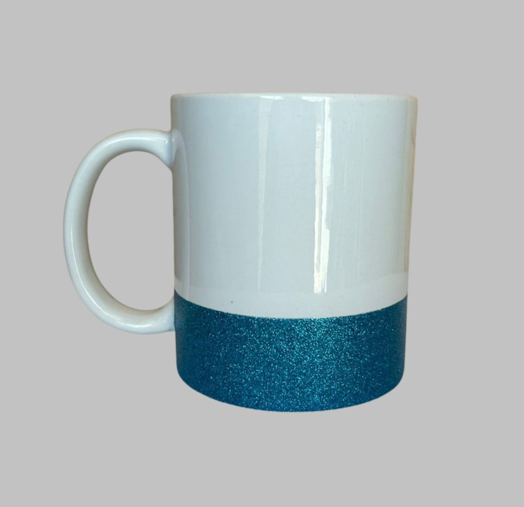 Caneca Base Glitter Azul 325ml Personalizada 