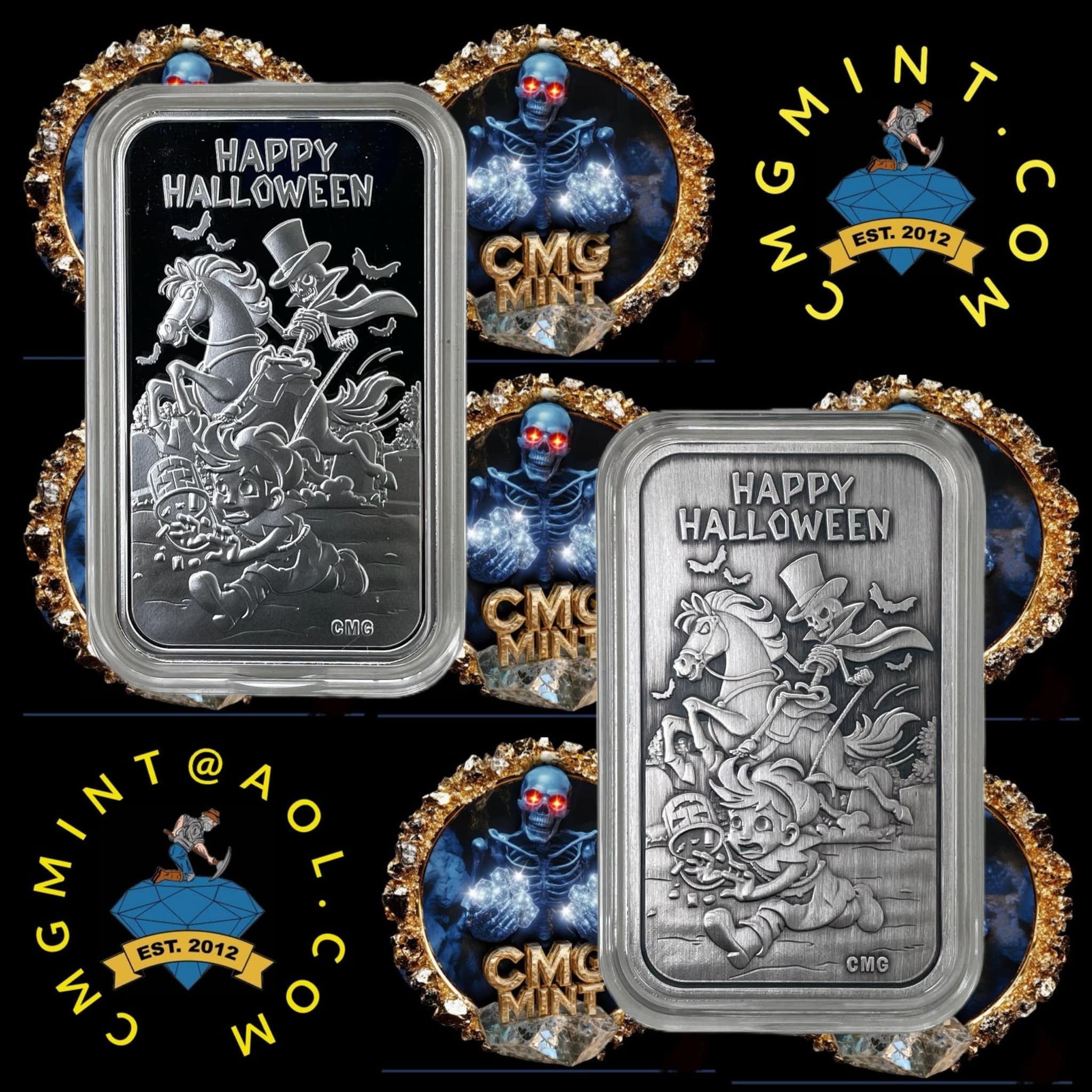 2pc Halloween All Tricks No Treats silver set