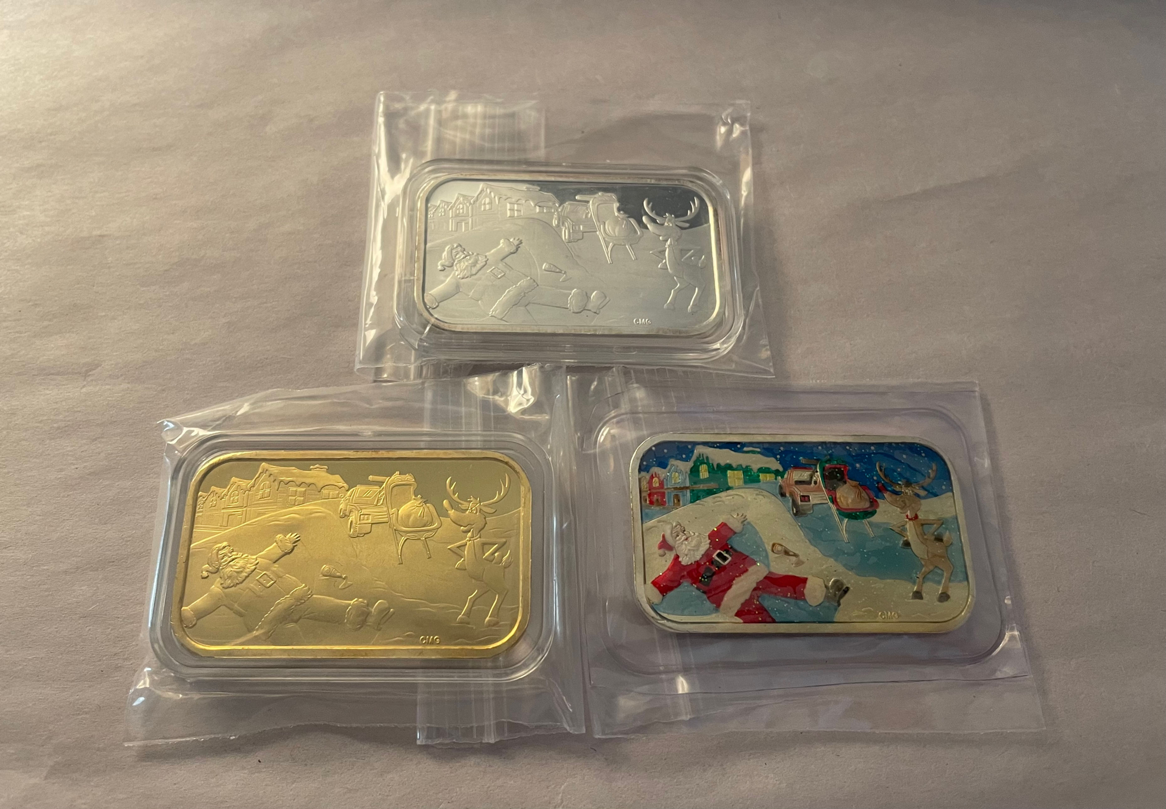 3pc Santa Hung Over for the Holidays Silver set Serial #01