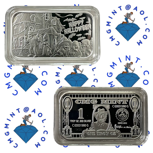 Halloween Pranksters Prooflike Finish silver bar Serial #1 | cmgmint