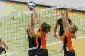 Volleyball play at the net