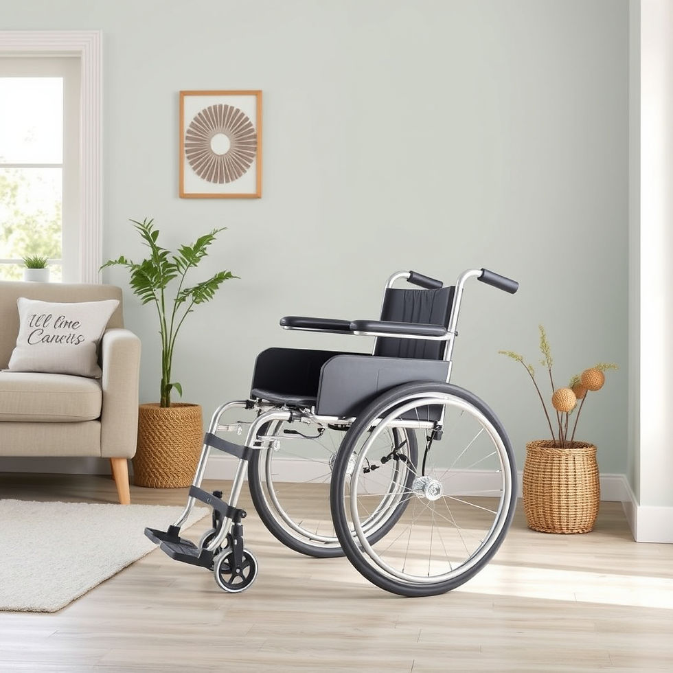 manual wheelchair pictured in a modern loungeroom.
