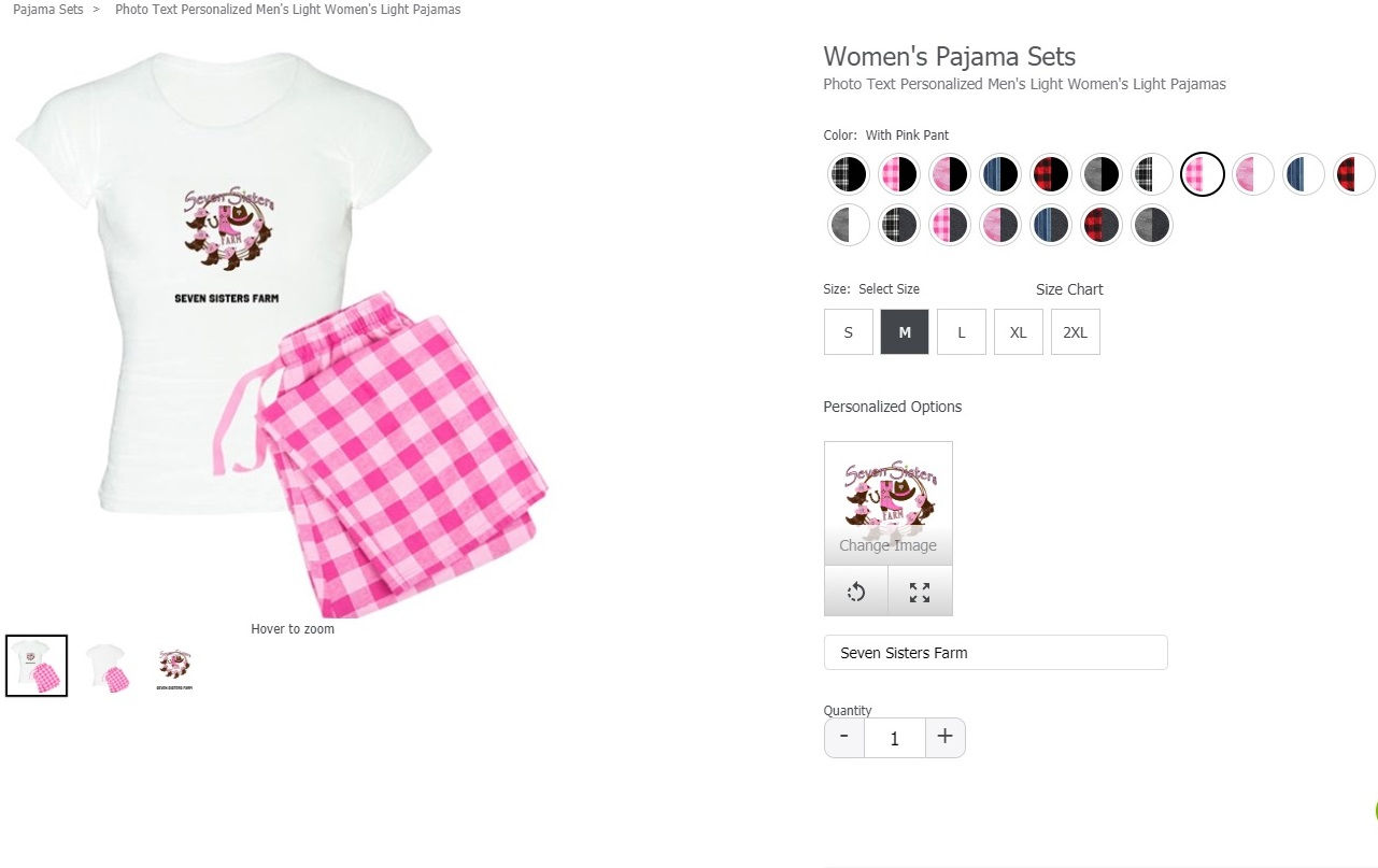 Seven Sisters Farm Pink Country Gingham Pajamas