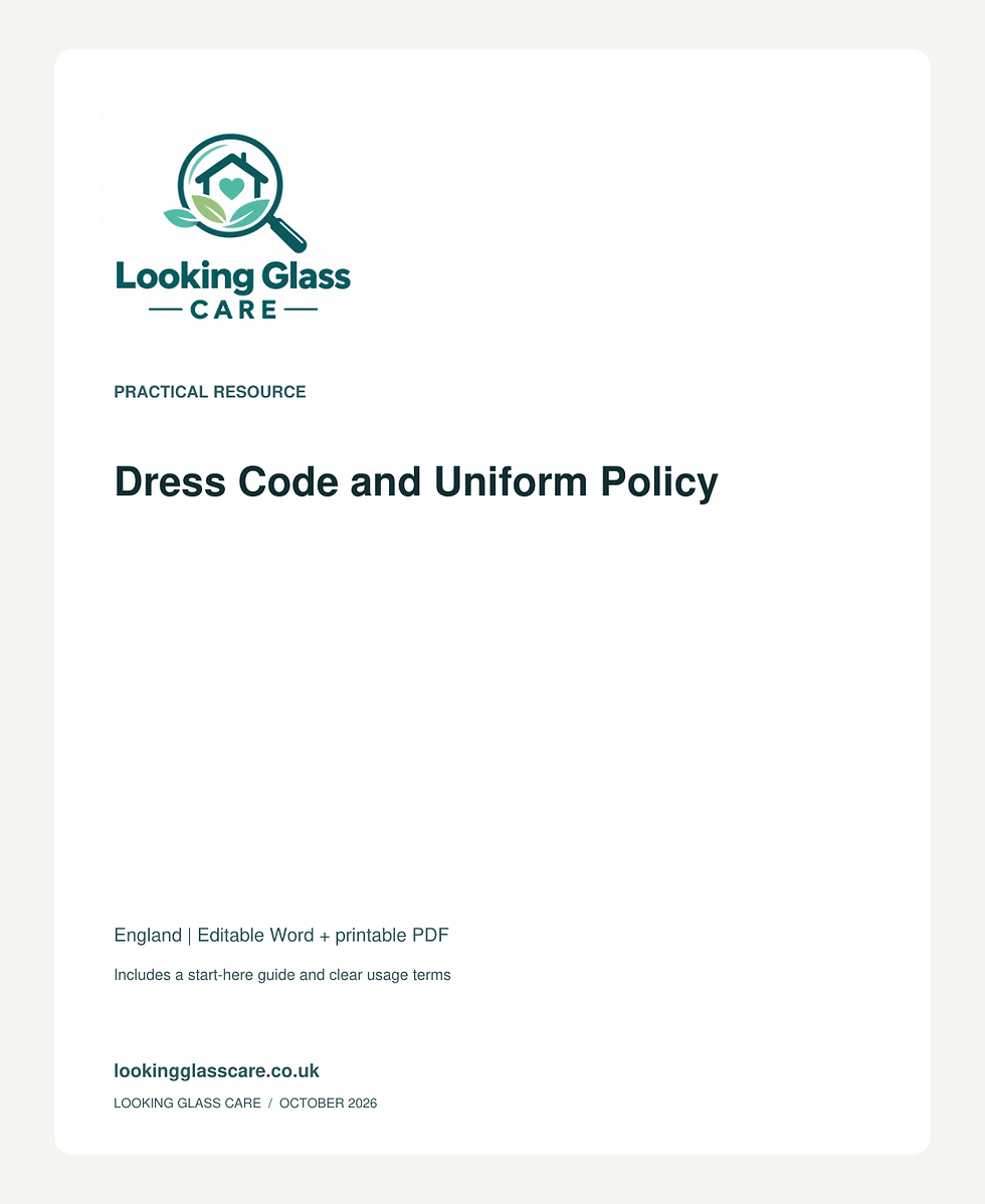 Dress Code and Uniform Policy — Looking Glass Care branded resource cover