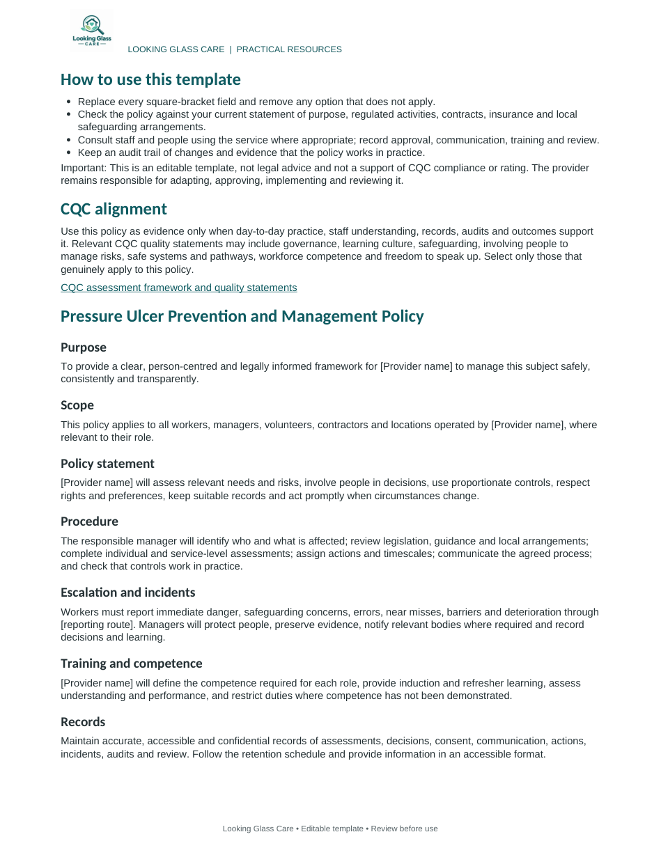 Pressure Ulcer Prevention and Management Policy — actual document preview, page 2