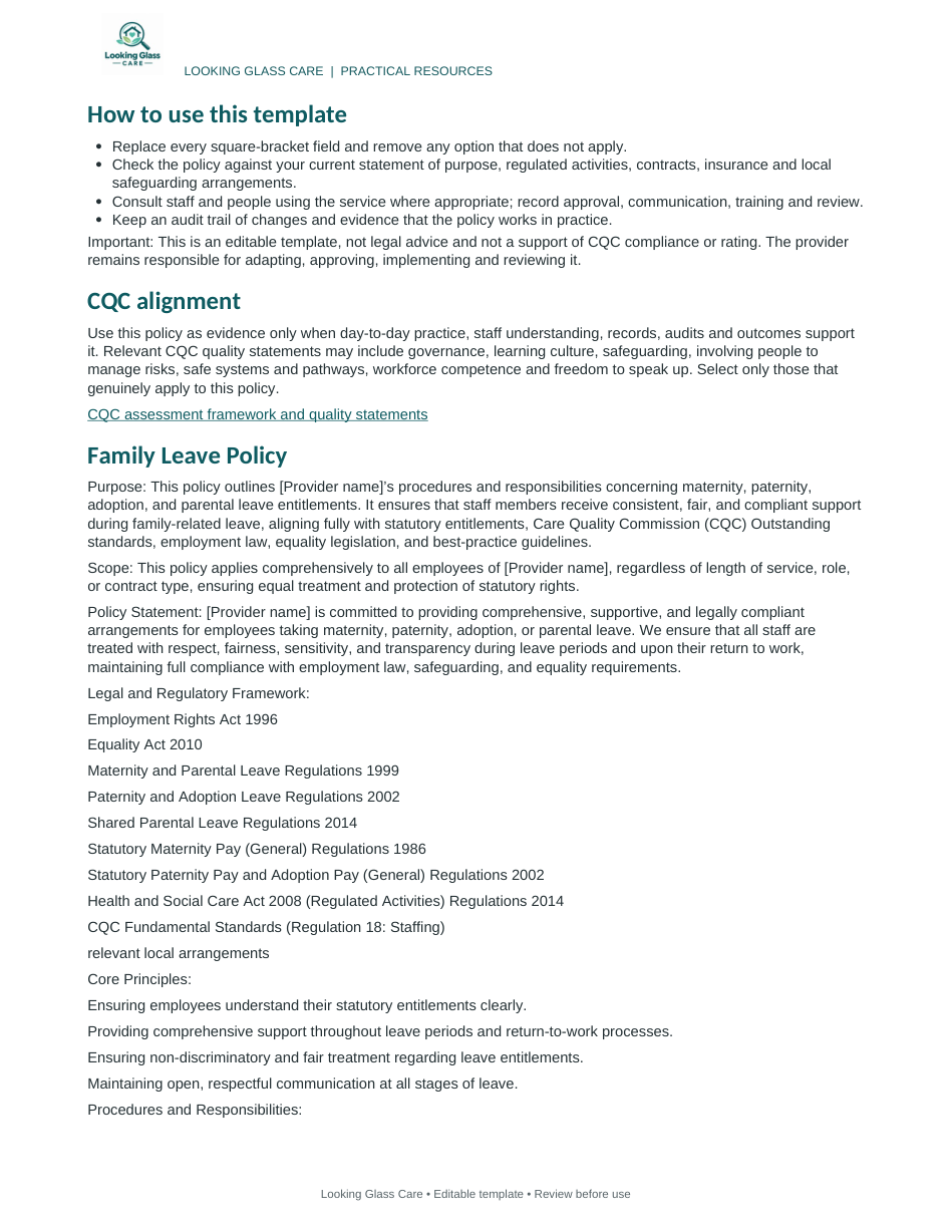 Family Leave Policy — actual document preview, page 2