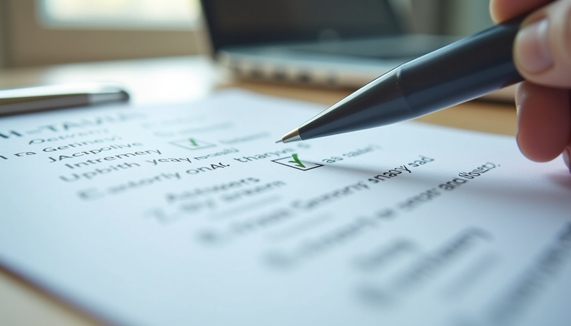 An organised care audit desk with documents
