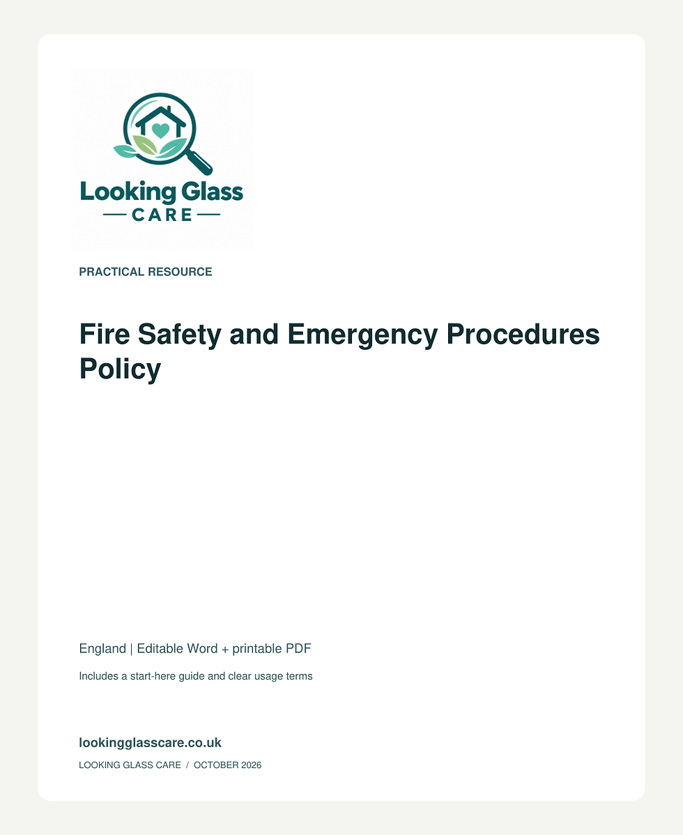 Fire Safety and Emergency Procedures Policy — Looking Glass Care branded resource cover