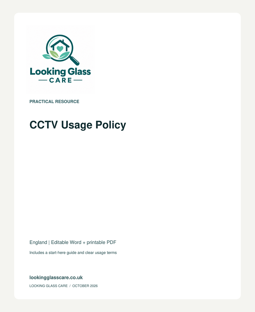 CCTV Usage Policy — Looking Glass Care branded resource cover