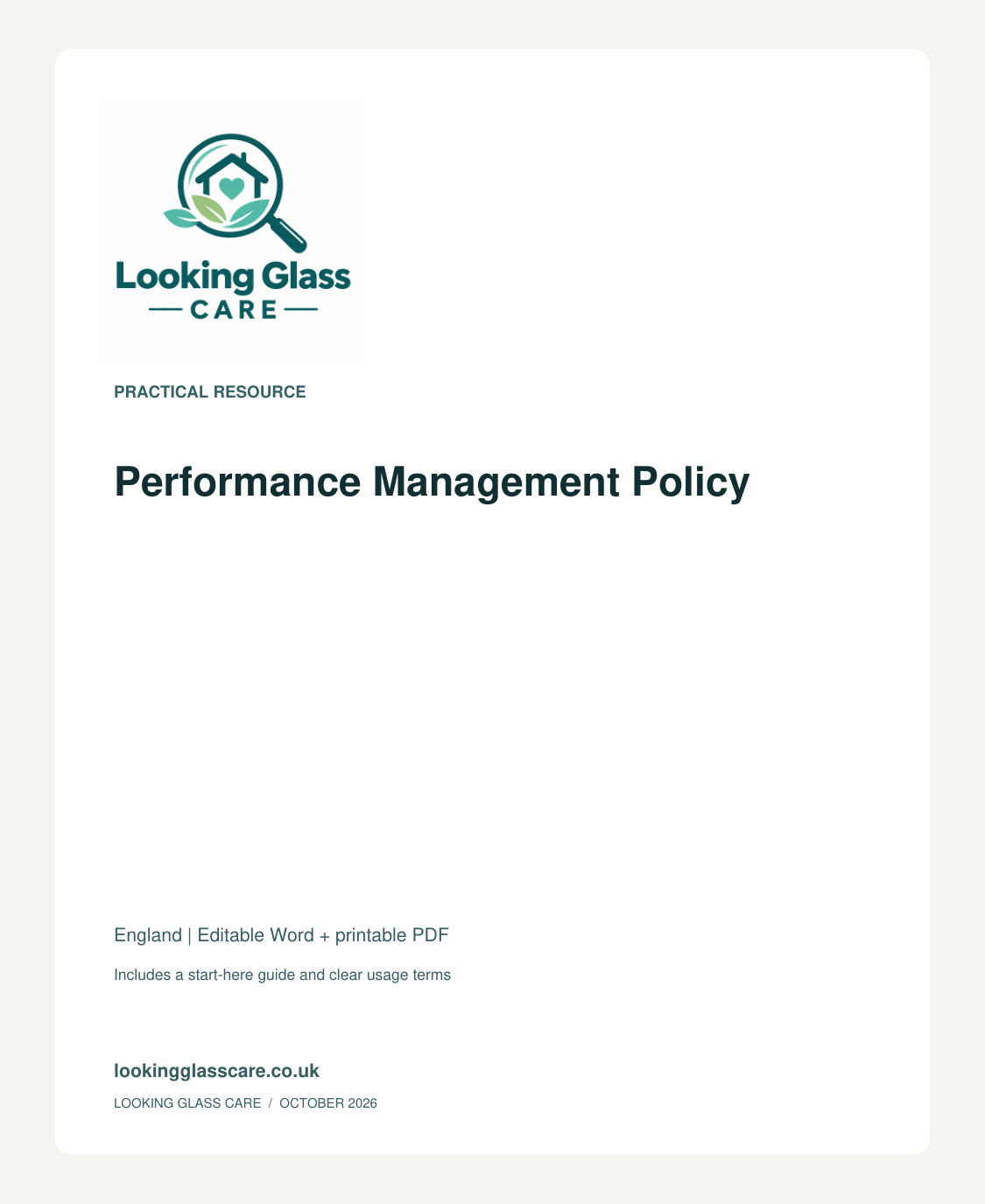 Performance Management Policy — Looking Glass Care branded resource cover