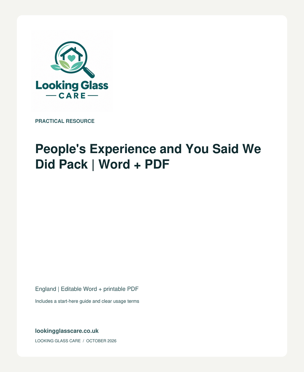 People's Experience and You Said We Did Pack | Word + PDF — Looking Glass Care branded resource cover
