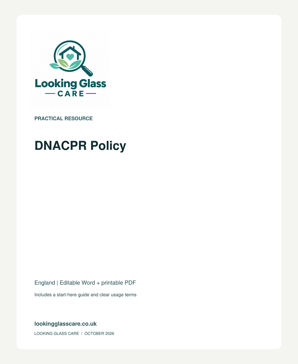 DNACPR Policy — Looking Glass Care branded resource cover
