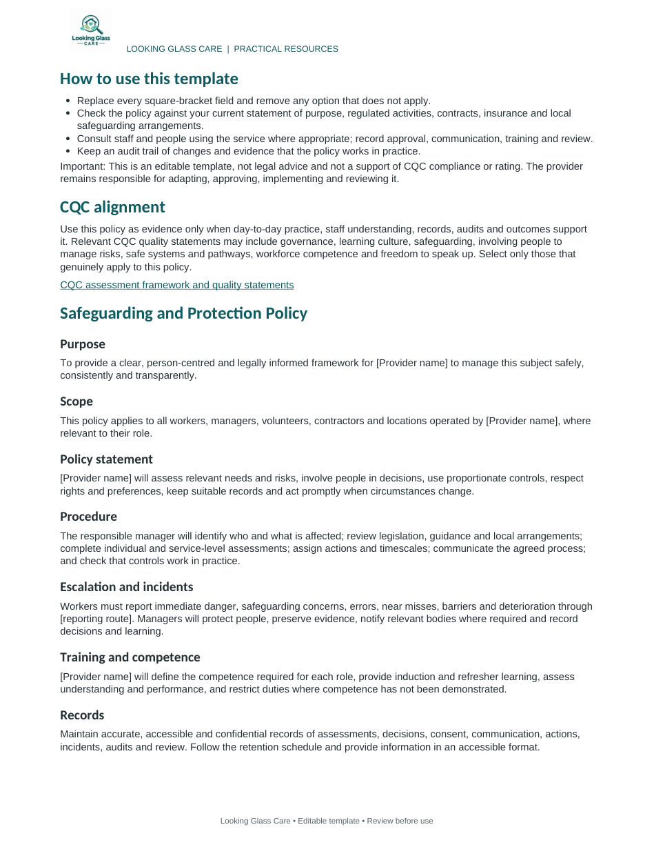 Safeguarding and Protection Policy — actual document preview, page 2