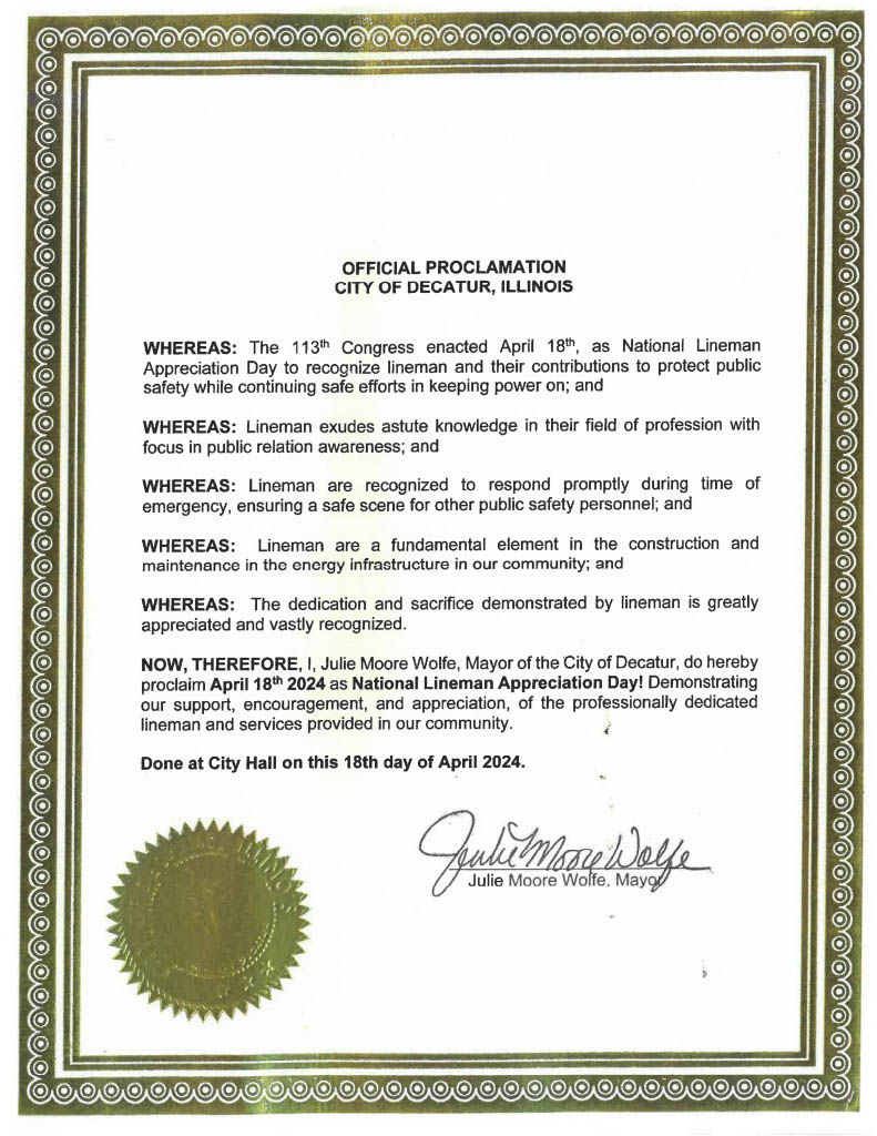 City of Decatur, IL Mayoral Proclamation