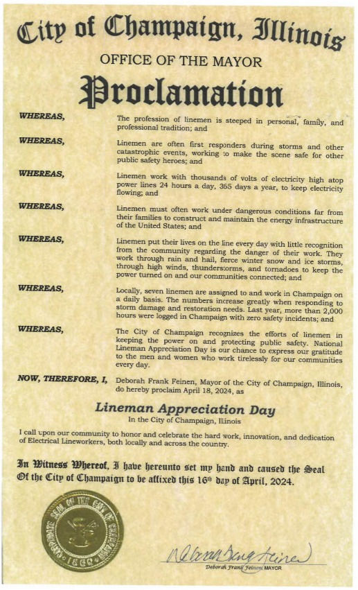 City of Champaign, IL Mayoral Proclamation