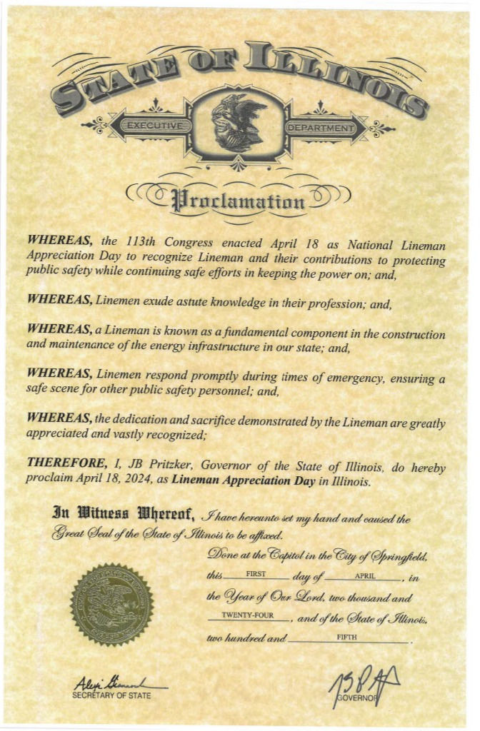 State of Illinois Governor's Proclamation