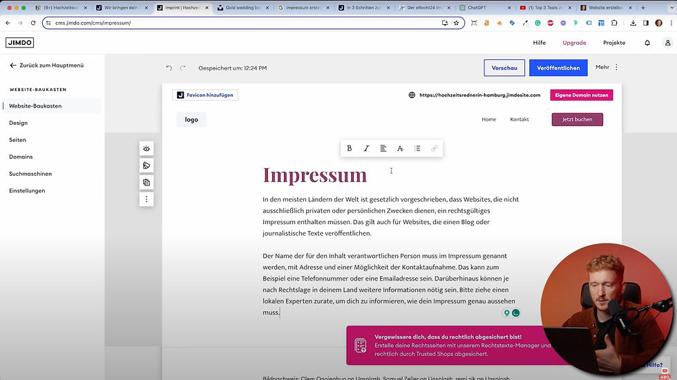 Impressum einfügen