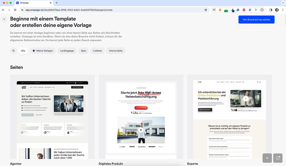 OnePage Design Vorlage