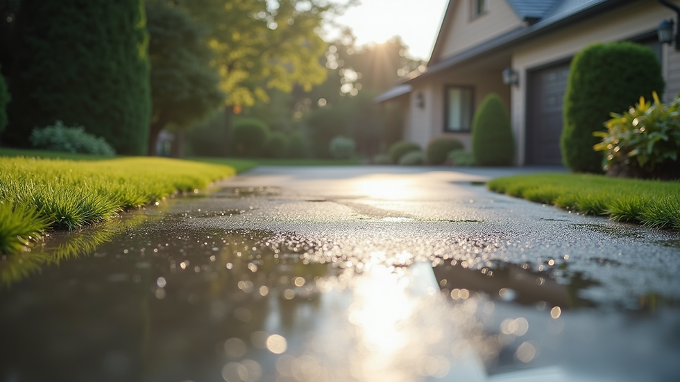 Eye-level view of a clean driveway after pressure washing