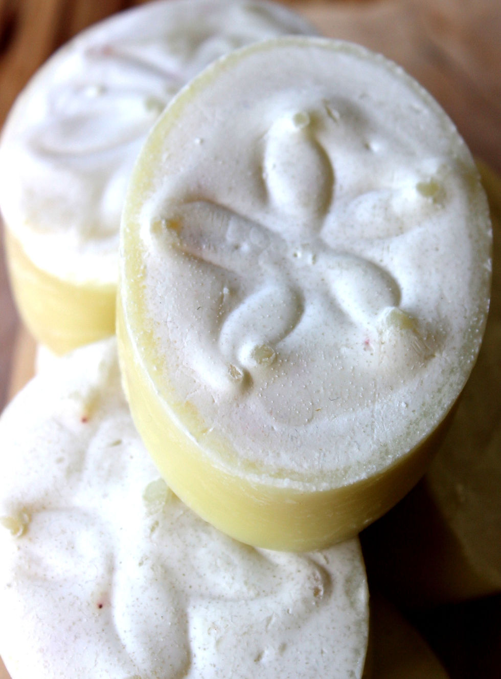 Thumbnail: Overhead front view of St. John's Wort shave soap bar for sensitive skin and for men and women.