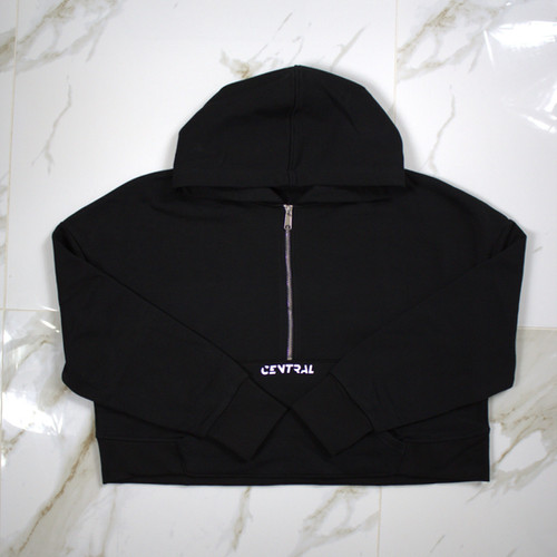 Women's crop oversized 1/2 zip hoodie | Mysite