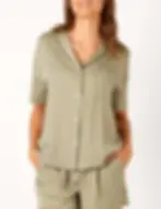 Thumbnail: Ambra Lounge Recycled Poly Satin Short Sleeve Shirt