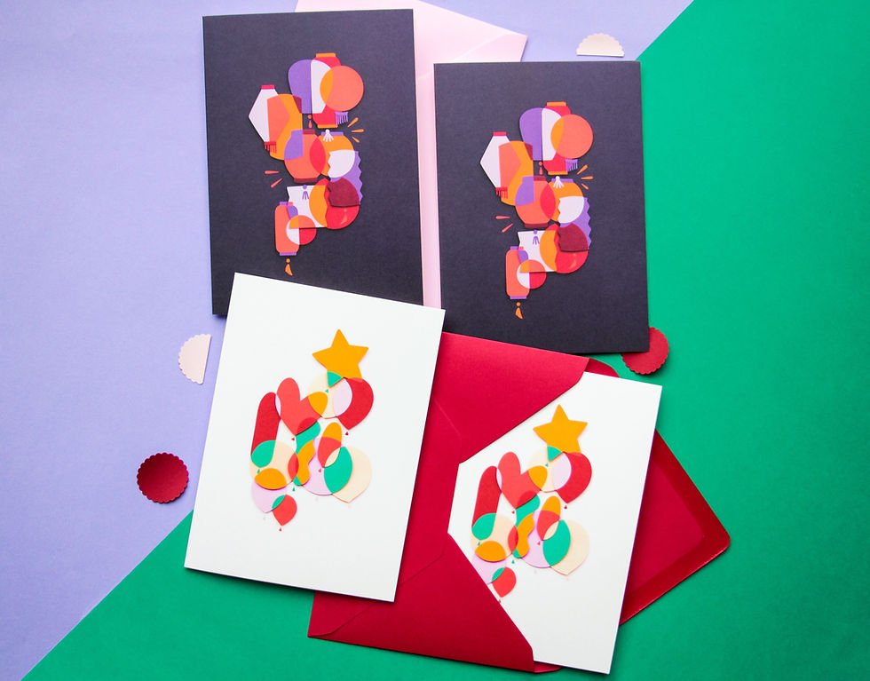 Thumbnail: Celebration Card Collection | Set of 4 Colourful Illustrated Greetings Cards