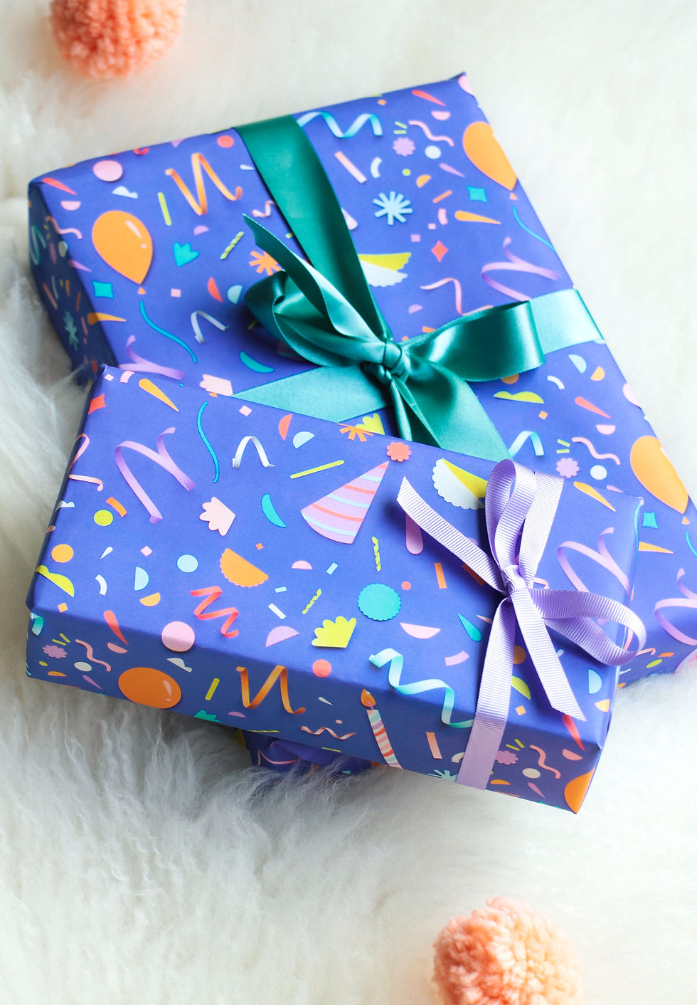 Birthday Patterned Wrapping Paper | 2 Sheets of Recycled Paper Giftwrap
