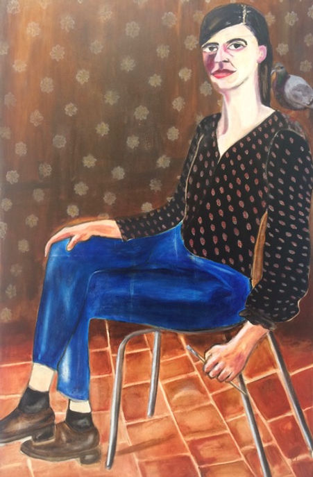  I Love You Bird But I Need to Paint, Oil on Canvas, 63” x 40_.jpeg