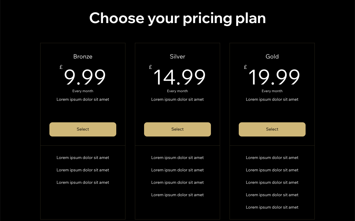 Pricing plan